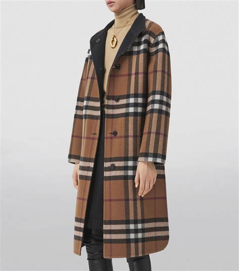 women's burberry wool coat|burberry reversible check wool coat.